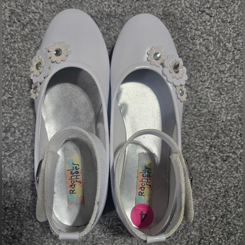 Rachel Shoes White Girls Floral Mary Jane Flats